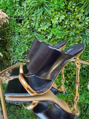 Sandali Werner Black & Gold
